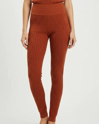Daisy Rust ribbed knit high-waist leggings medium