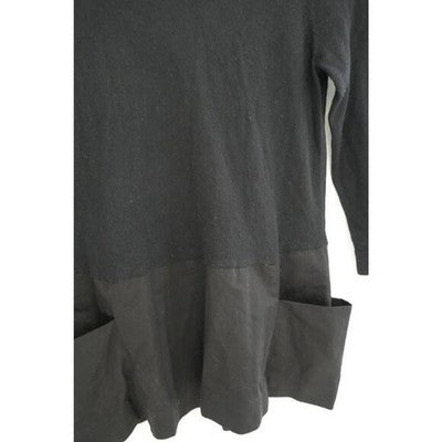 Moth Anthropologie Knit Tunic Top Women Small/ Petite Black Mixed Media Patch Pockets