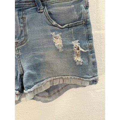 L&M Jeans Light Wash Mid-Rise Distressed Denim Shorts Size Medium kids