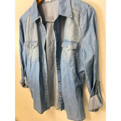 Love Tree Button-Down Denim Shirt - Medium