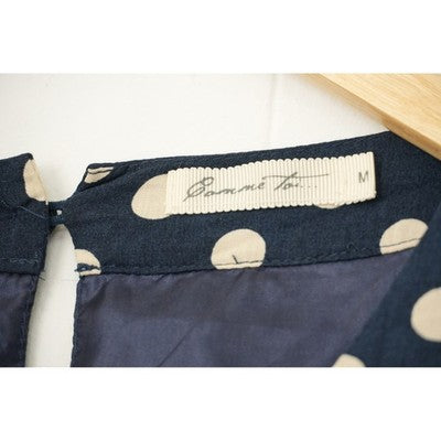 Anthropologie Comme Toi Dress Women Medium Navy Blue Polka Dot Sleeveless