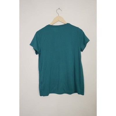 Motherhood Maternity Nursing Top Women Medium Teal Green Short Sleeve Wrap Front