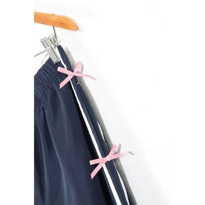 BIBI Track Pants Women Extra Large Navy Blue Pink Bow Side Stripe Joggers