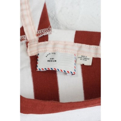 Anthropologie Postmark Striped Asymmetric Top Women Medium Red White Sleeveless