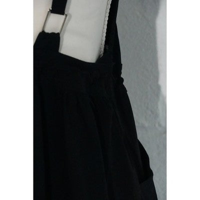 Hot & Delicious Overall Dress Women Small Black Cargo Pocket Bubble Hem Gorpcore
