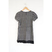 Bizz Princess Shift Mini Dress Medium Black White Geometric Embroidered Cotton