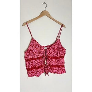 No Boundaries Red Tie Front Lace Tank Top Size XL