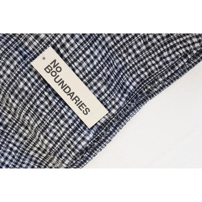 No Boundaries Smocked Cami Top Women Extra Large Navy White Gingham Cropped