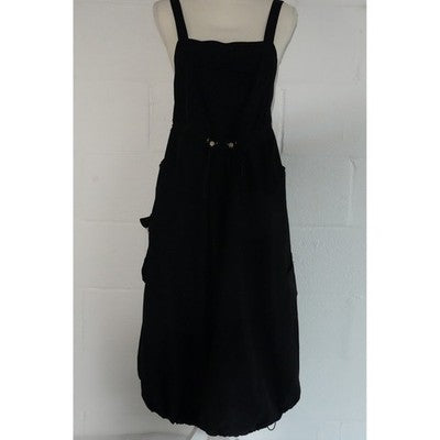 Hot & Delicious Overall Dress Women Small Black Cargo Pocket Bubble Hem Gorpcore