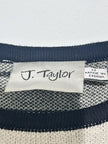 J. Taylor Sweater Dress Womens Medium Black Striped Polka Dot Knit 3/4 Sleeve