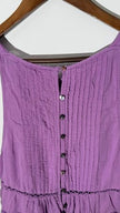 Free People Purple Boho Lace Trim Pintuck Ruffle Button Back Tank Top, Size Larg