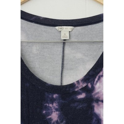 Cato Maxi Dress Women Small Purple Tie Dye Cold Shoulder Lattice Sleeve Pockets