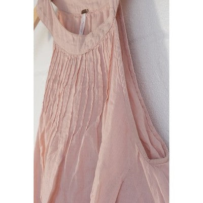 Free People Tank Top Women Extra Small Pink Pintuck Pleated Gauze Halter Boho