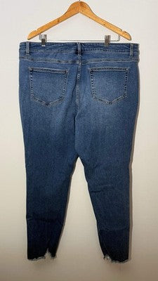 Terra & Sky Skinny Jeans Women Size 20W Blue Distressed Raw Hem High Rise