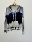 Chris & Carol Shirt Womens Large Blue Tie Dye Paisley Hooded Tunic Top Lightweight