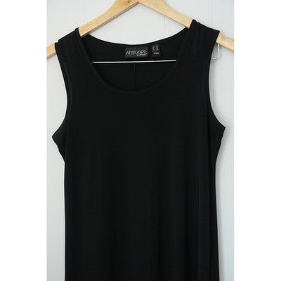Attitudes by Renee Maxi Dress Women Extra Small Petite Black Sleeveless Stretchy
