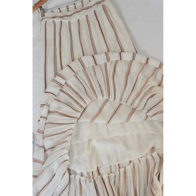 Jessica Simpson Maxi Skirt Women Small White Striped High Low Ruffle Tiered