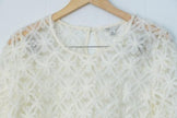 Cato Blouse Womens Medium White Floral Lace Sheer Bell Sleeve Party Boho Top