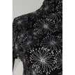 Soybu Dress Women Medium Black White Floral Print Mock Neck Long Sleeve Keyhole