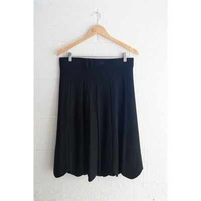 Scoop Black Pleated Knit Midi Skirt Size Medium