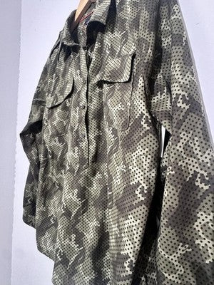 Tommy Hilfiger Shirt Mens Large Green Camo Long Sleeve Button Up Military Field