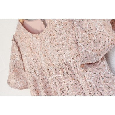 Hippington Mumford Dress Women Large Pink Floral Lace Babydoll Short Sleeve