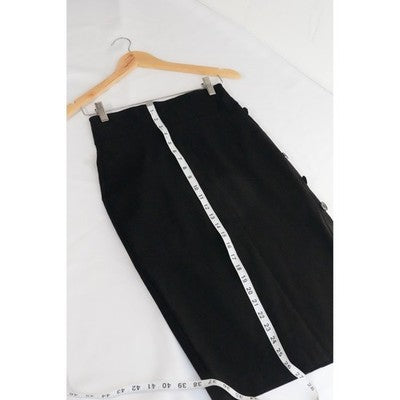 New York & Company Pencil Skirt Womens Extra Small Black Button Side High Waist