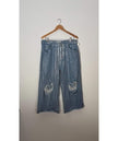 Fashionova Wide Leg Jeans Women Size 13 Silver Metallic Distressed Cropped