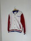 Mafmatiks Jacket Unisex Medium White Red Blue Varsity Snap College Sports Bomber