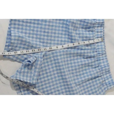 Gingham Shorts Women Extra Large Blue White Checkered Elastic