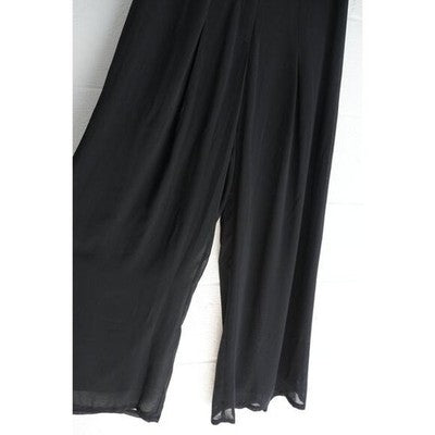 ASHRO Black Wide-Leg Pleated Trousers Size 8