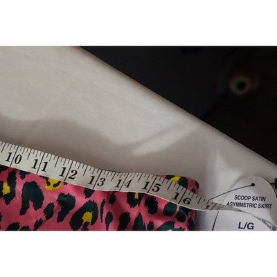 Scoop Satin Asymmetric Skirt Women Large Pink Leopard Animal Print Midi