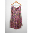 Scoop Satin Asymmetric Skirt Women Large Pink Leopard Animal Print Midi