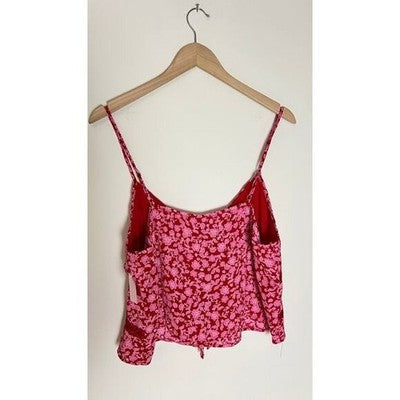 No Boundaries Red Tie Front Lace Tank Top Size XL