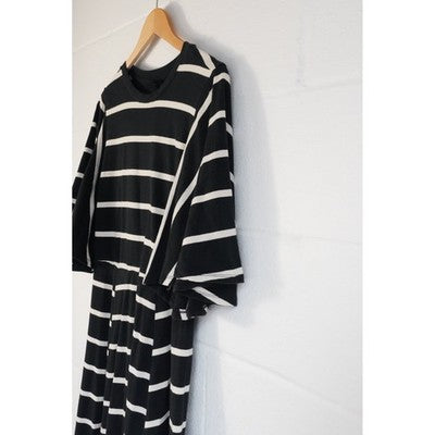 Who What Wear Striped Midi Dress Women Medium Black White Flutter Sleeve