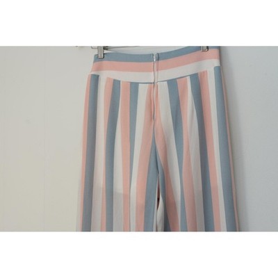 Charming Charlie Dress Pants Womens Medium Multicolor Wide Leg Striped Lined