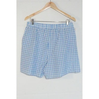 Gingham Shorts Women Extra Large Blue White Checkered Elastic
