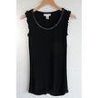 Kenar Tank Top Women Large Black Beaded Neck Ruffle Sleeve Viscose Ruching