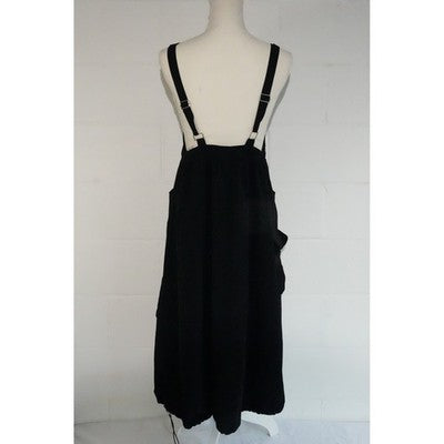 Hot & Delicious Overall Dress Women Small Black Cargo Pocket Bubble Hem Gorpcore