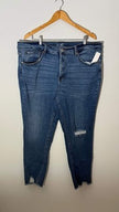 Terra & Sky Skinny Jeans Women Size 20W Blue Distressed Raw Hem High Rise