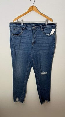 Terra & Sky Skinny Jeans Women Size 20W Blue Distressed Raw Hem High Rise