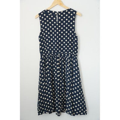 Anthropologie Comme Toi Dress Women Medium Navy Blue Polka Dot Sleeveless