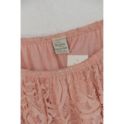 WinWin Full Lace Tunic Women Small/Medium Peach Off Shoulder Bell Sleeve Top
