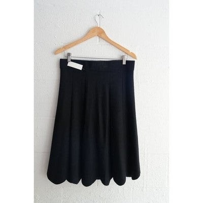 Scoop Black Pleated Knit Midi Skirt Size Medium