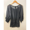 Ashro black ruffle long sleeve size medium blouse