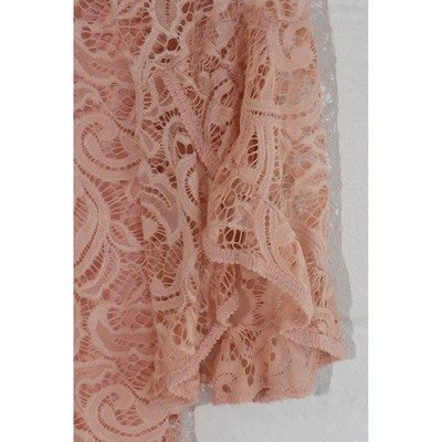 WinWin Full Lace Tunic Women Small/Medium Peach Off Shoulder Bell Sleeve Top