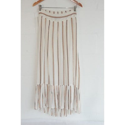 Jessica Simpson Maxi Skirt Women Small White Striped High Low Ruffle Tiered