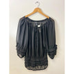 Ashro black ruffle long sleeve size medium blouse