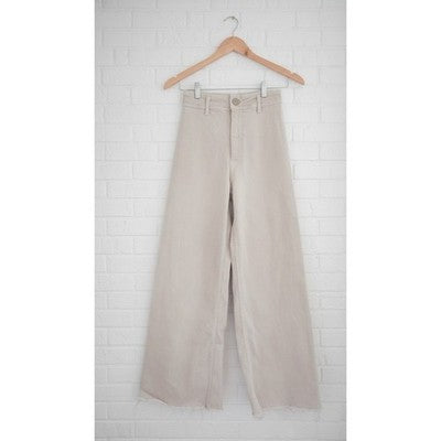 Zara High Waisted Wide Leg Raw Hem Denim Pants - Size 2