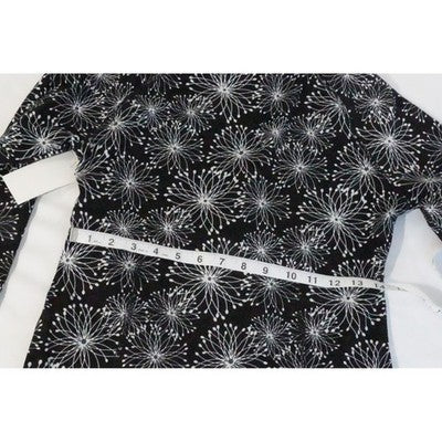 Soybu Dress Women Medium Black White Floral Print Mock Neck Long Sleeve Keyhole
